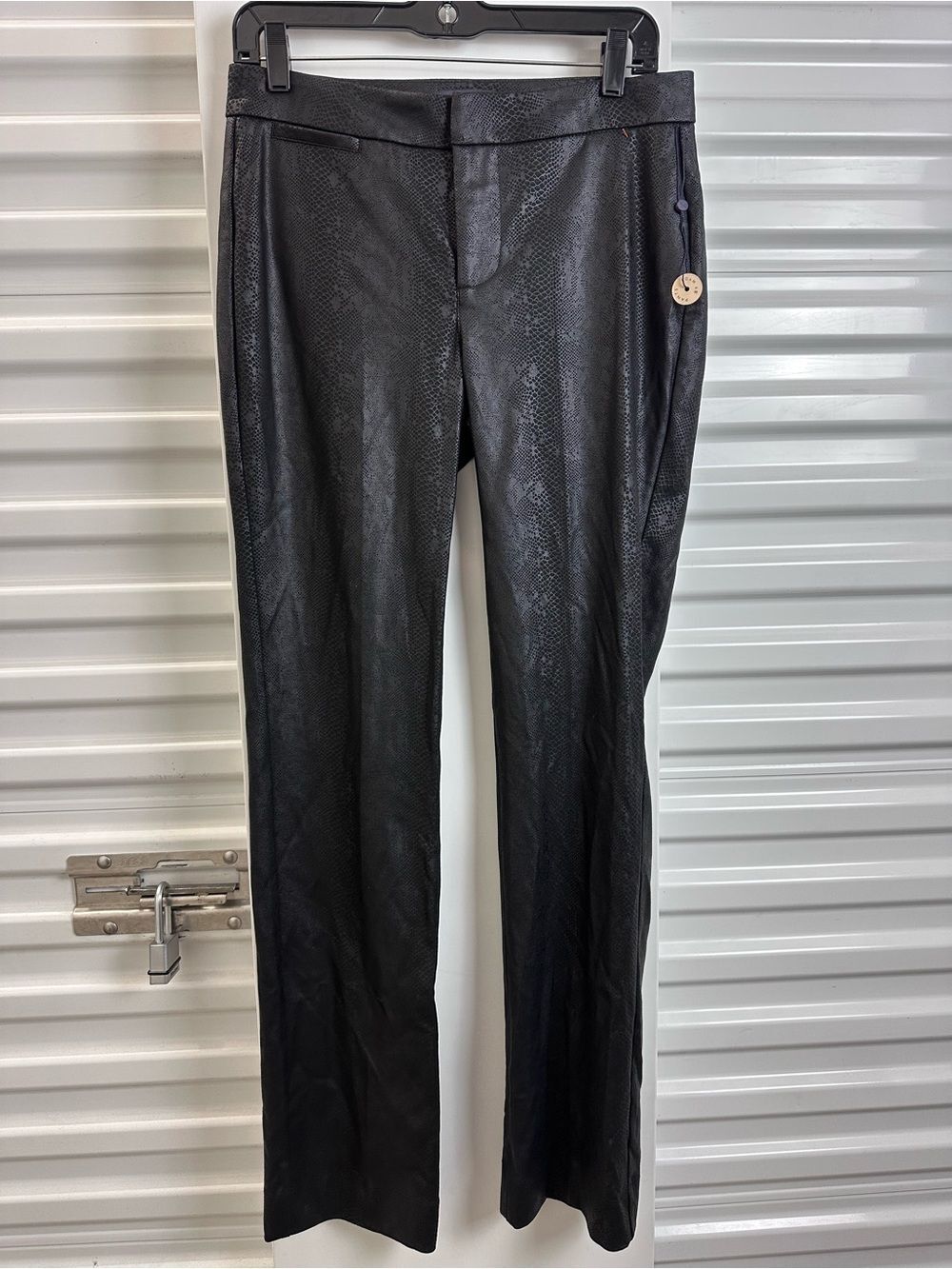 NYDJ Black Faux Snakeskin Slim Straight Pants